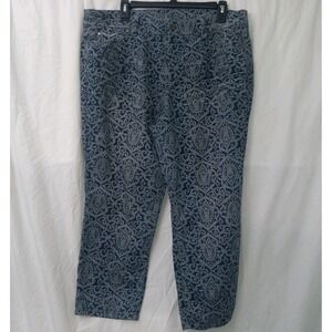 Code Bleu Jeans Women's Size 16 /32 Aimee Crop Pants Blue Paisley Design Stretch